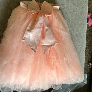 Light pink knee length bow tulle skirt